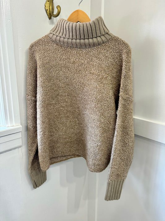 Taupe boucle turtleneck sweater