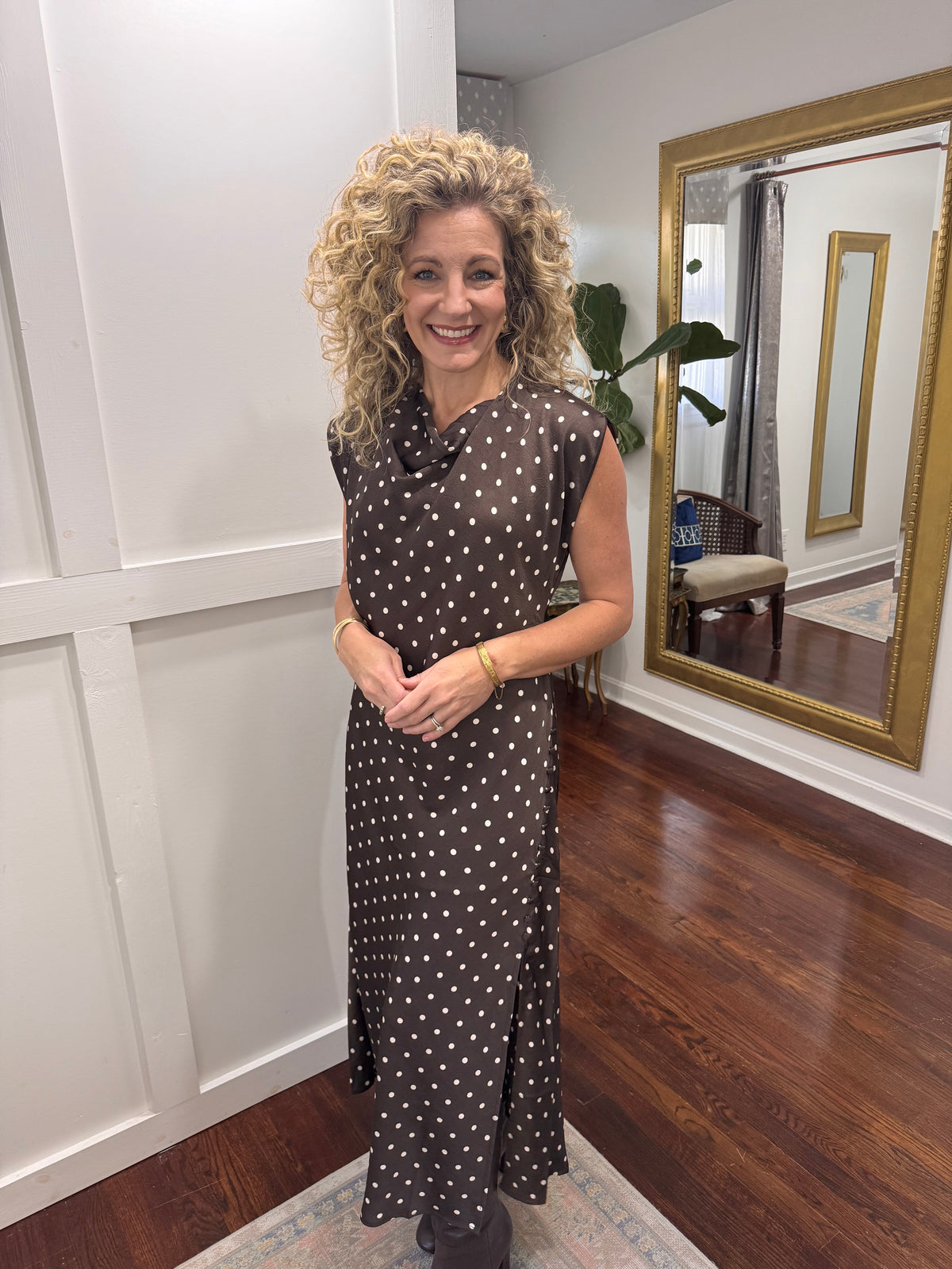 Chocolate polka dot dress