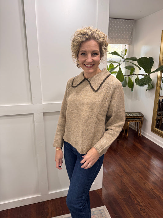 Mocha scallop collar sweater