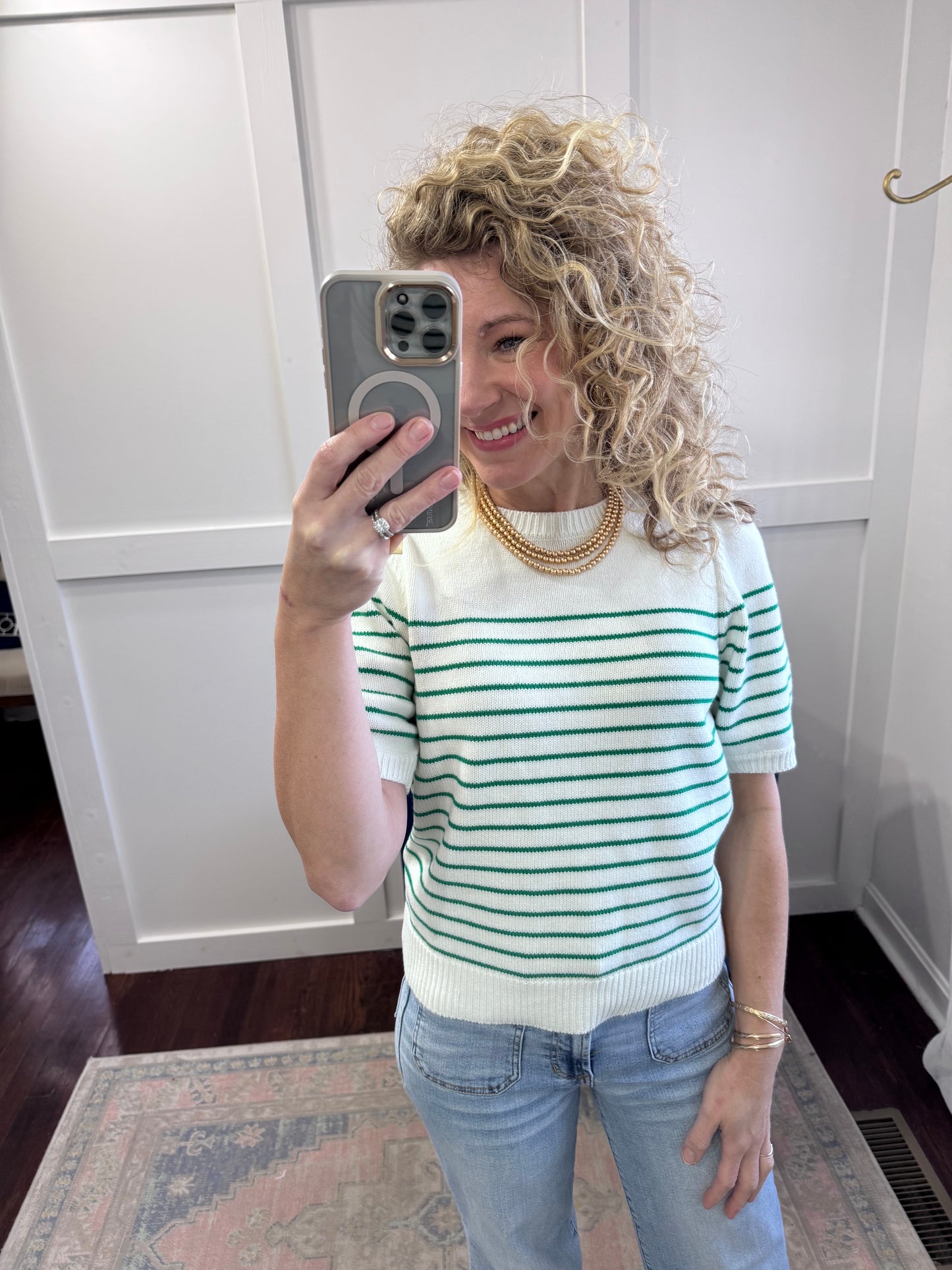 White emerald stripe sweater