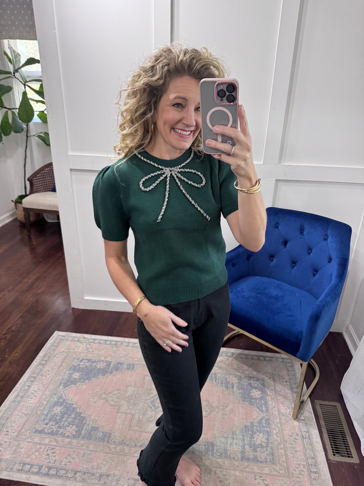 Huntergreen bow sweater