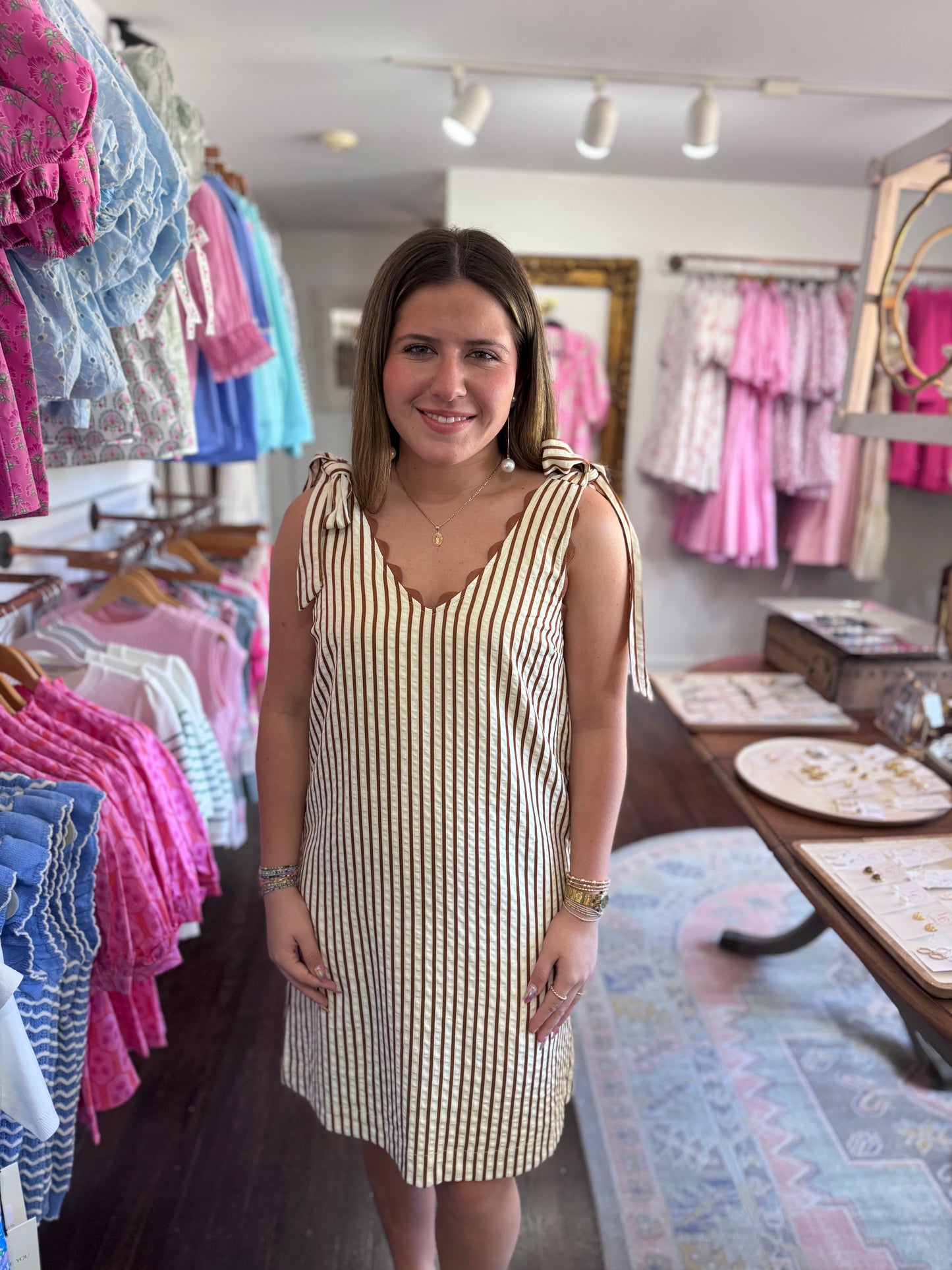 Brown striped dress