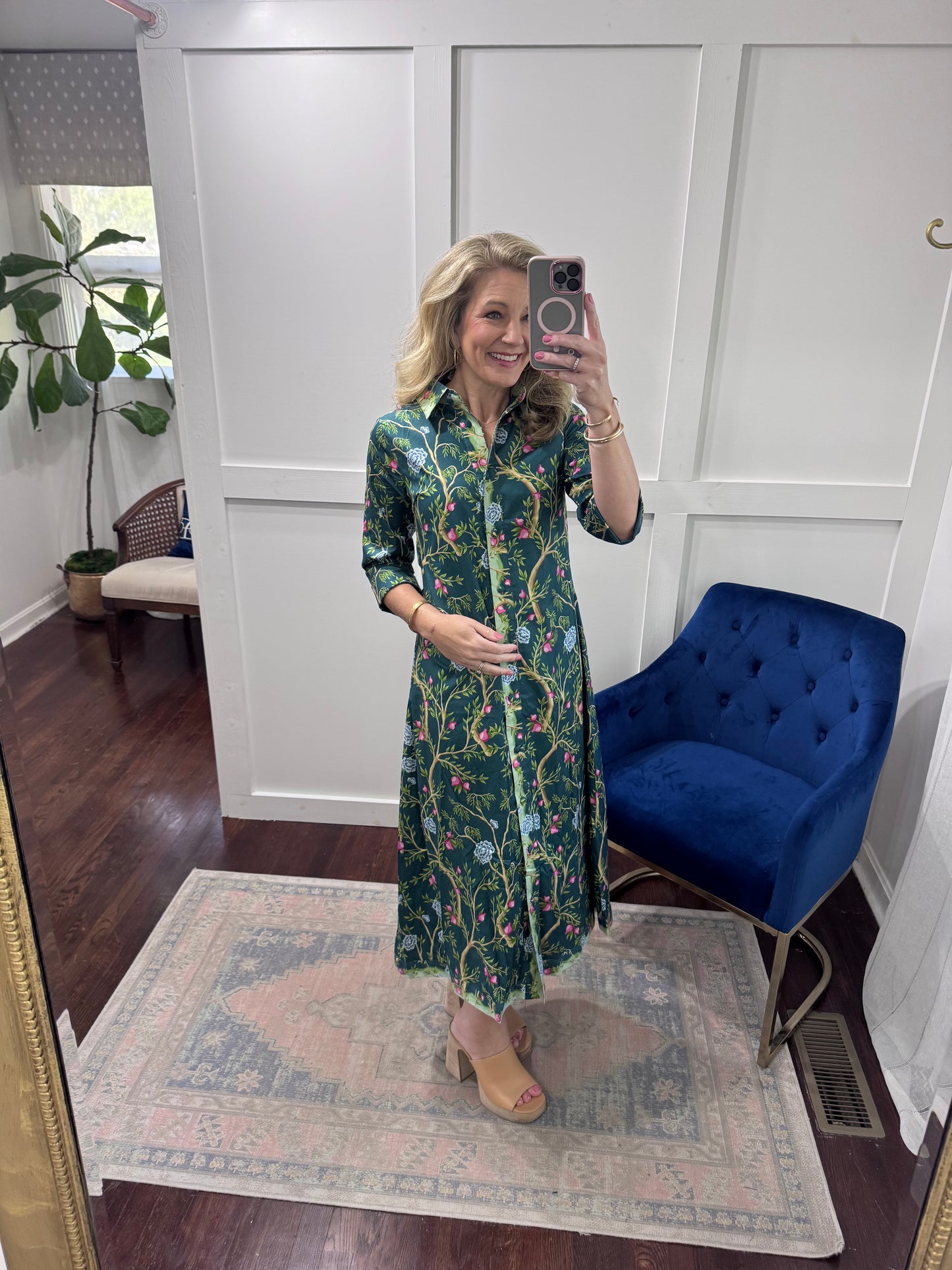 Green vine maxi dress