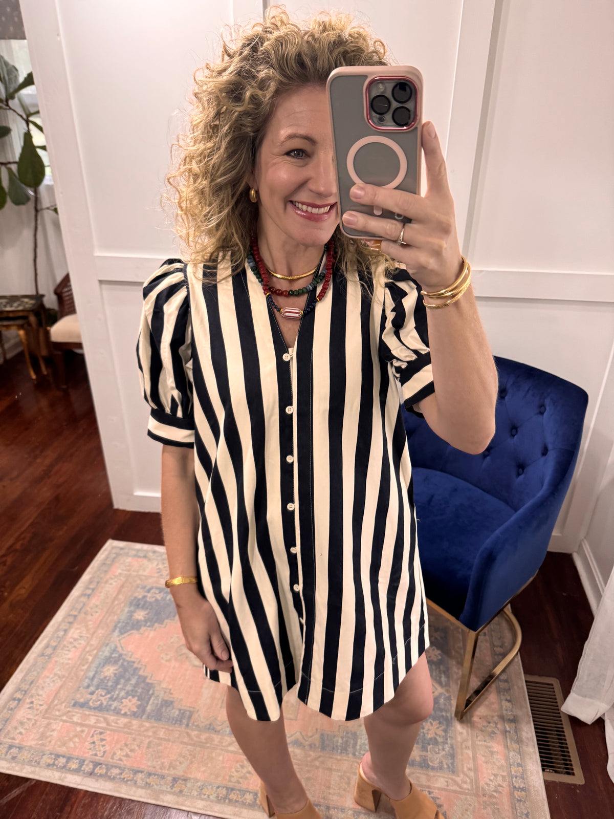 Navy striped dress