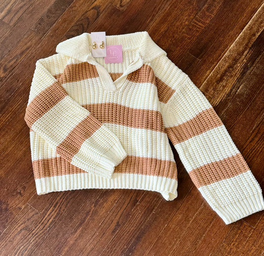 Ivory Camel striped sweater