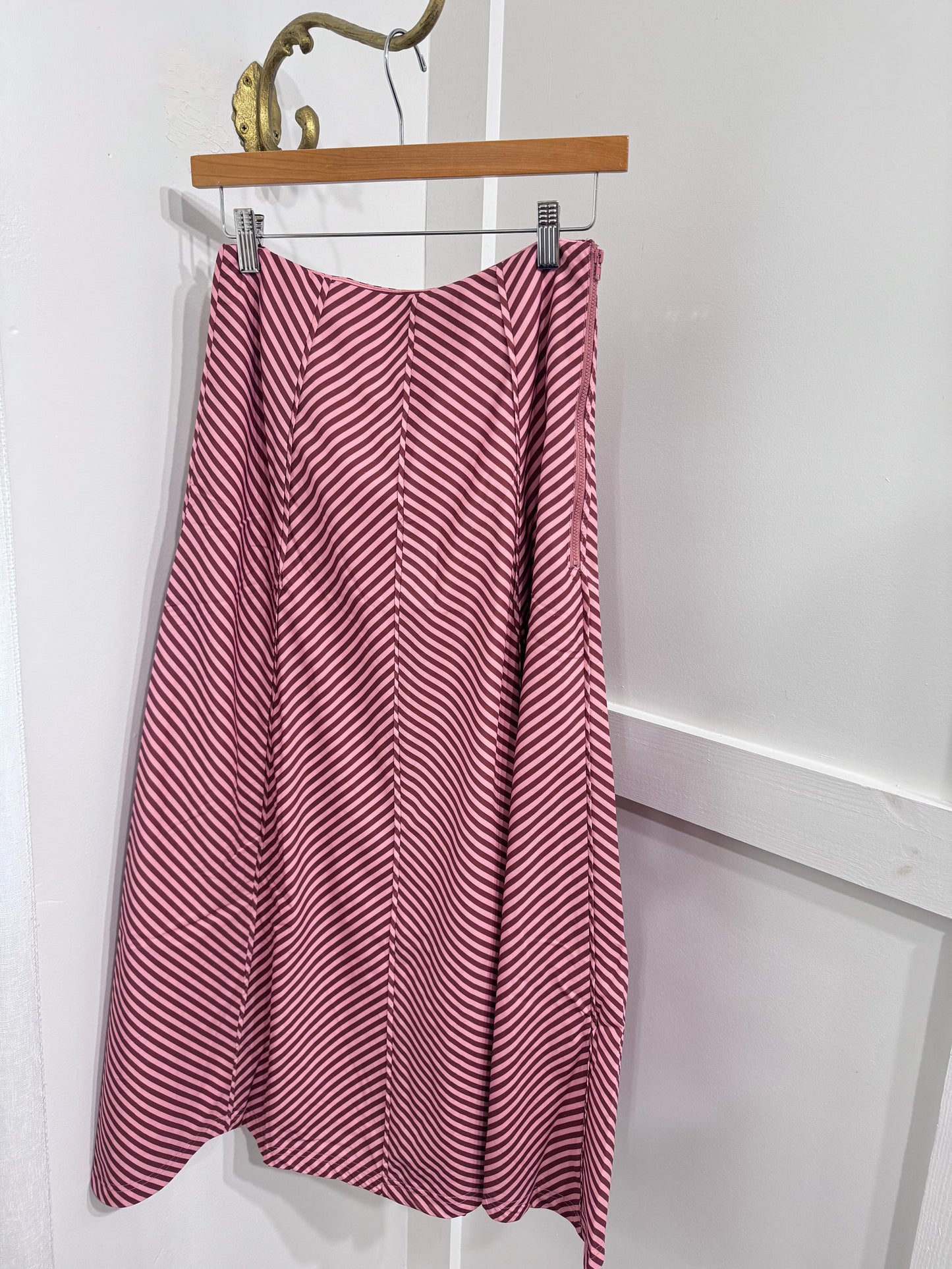 Blush and brown striped skirt