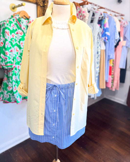 Butter yellow poplin oxford button up