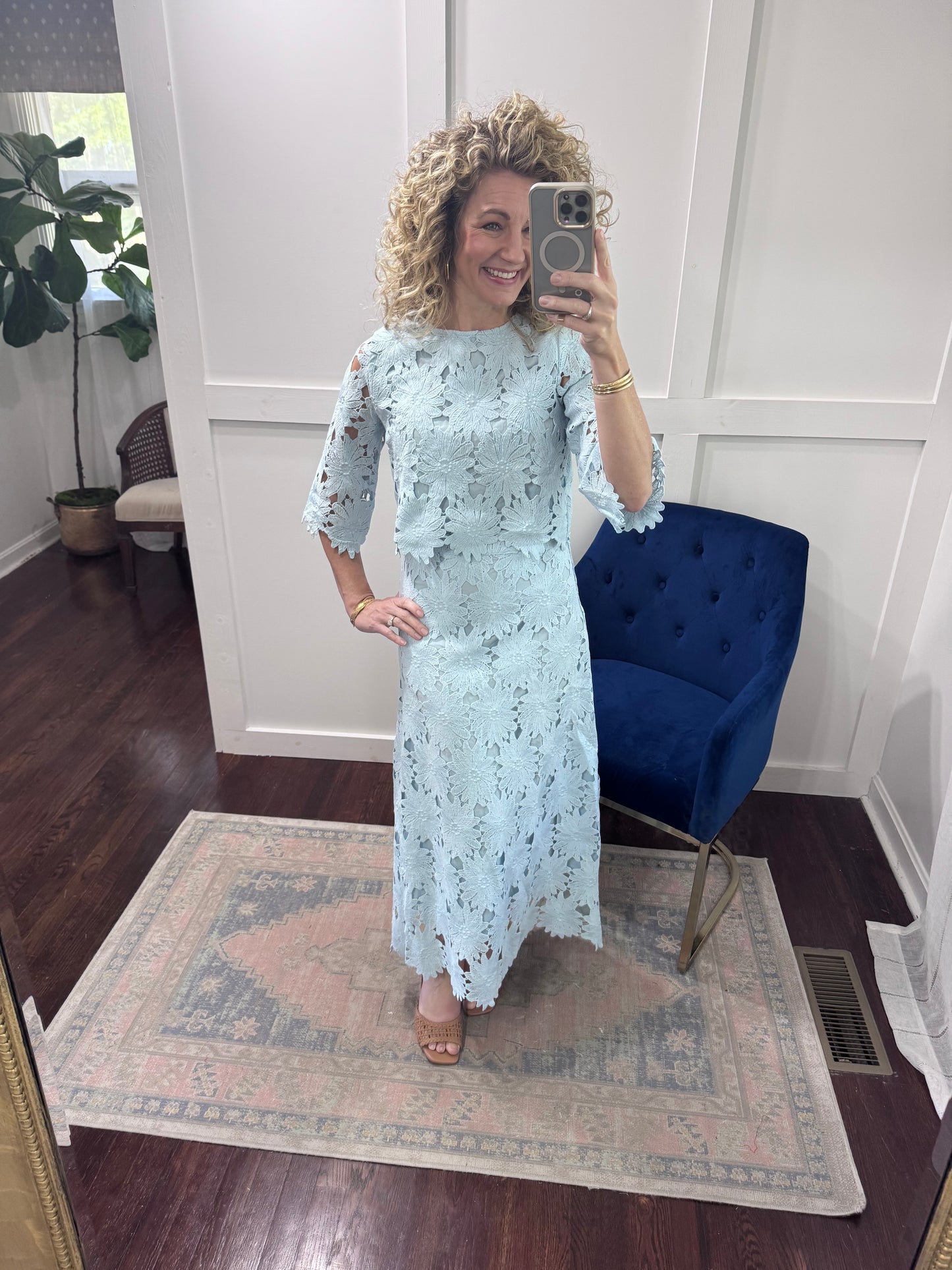 Baby Blue lace maxi skirt
