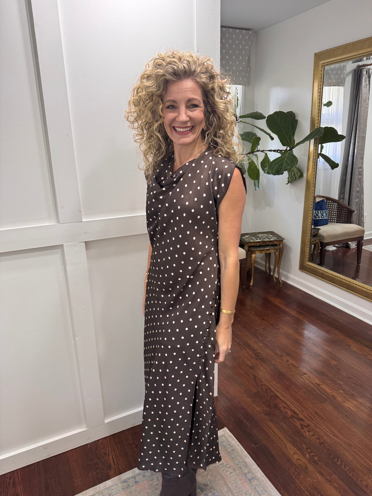 Chocolate polka dot dress