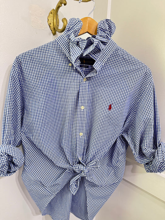 repurosed ruffle buttondown blue check RL