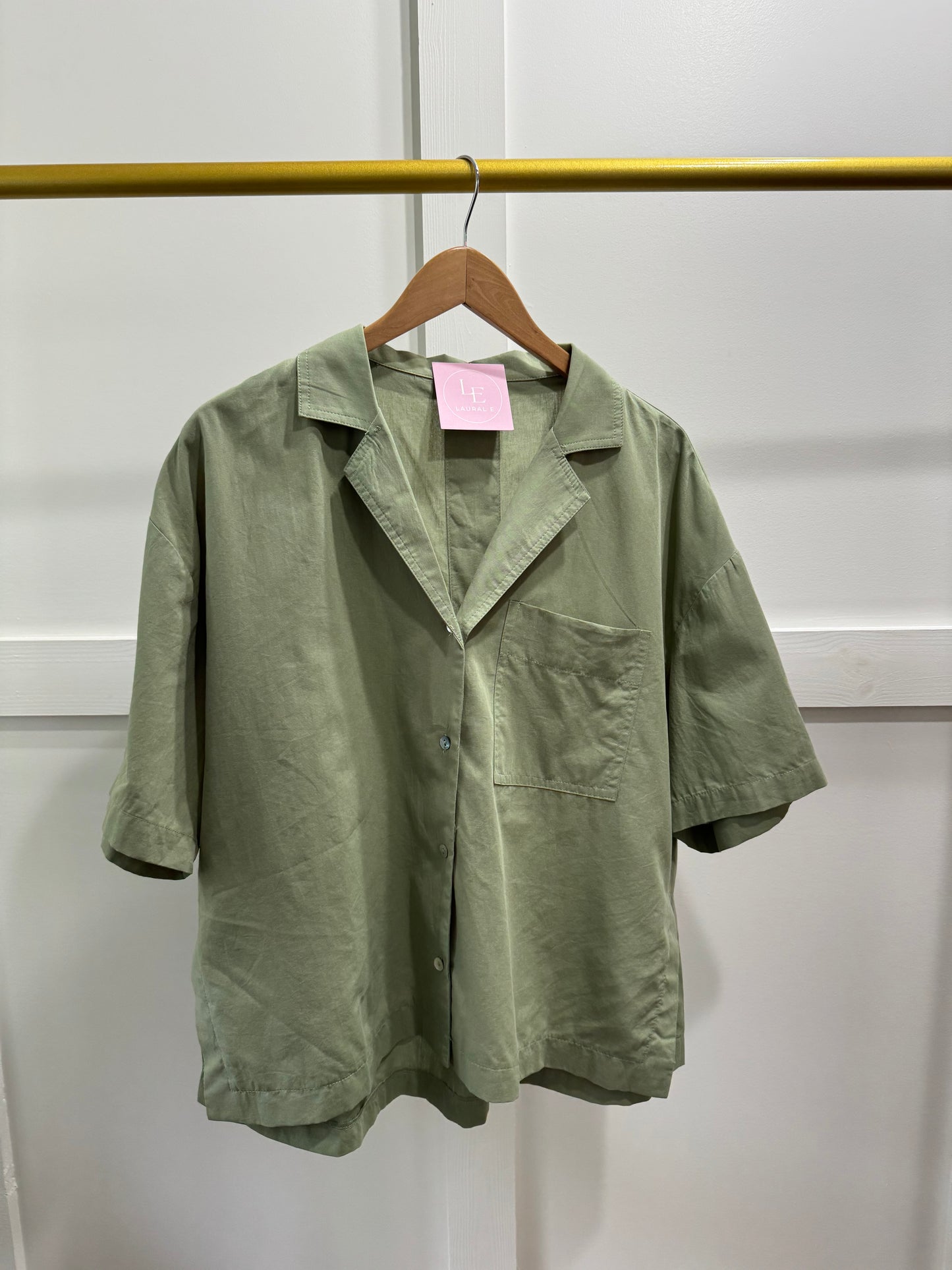 Olive button down blouse