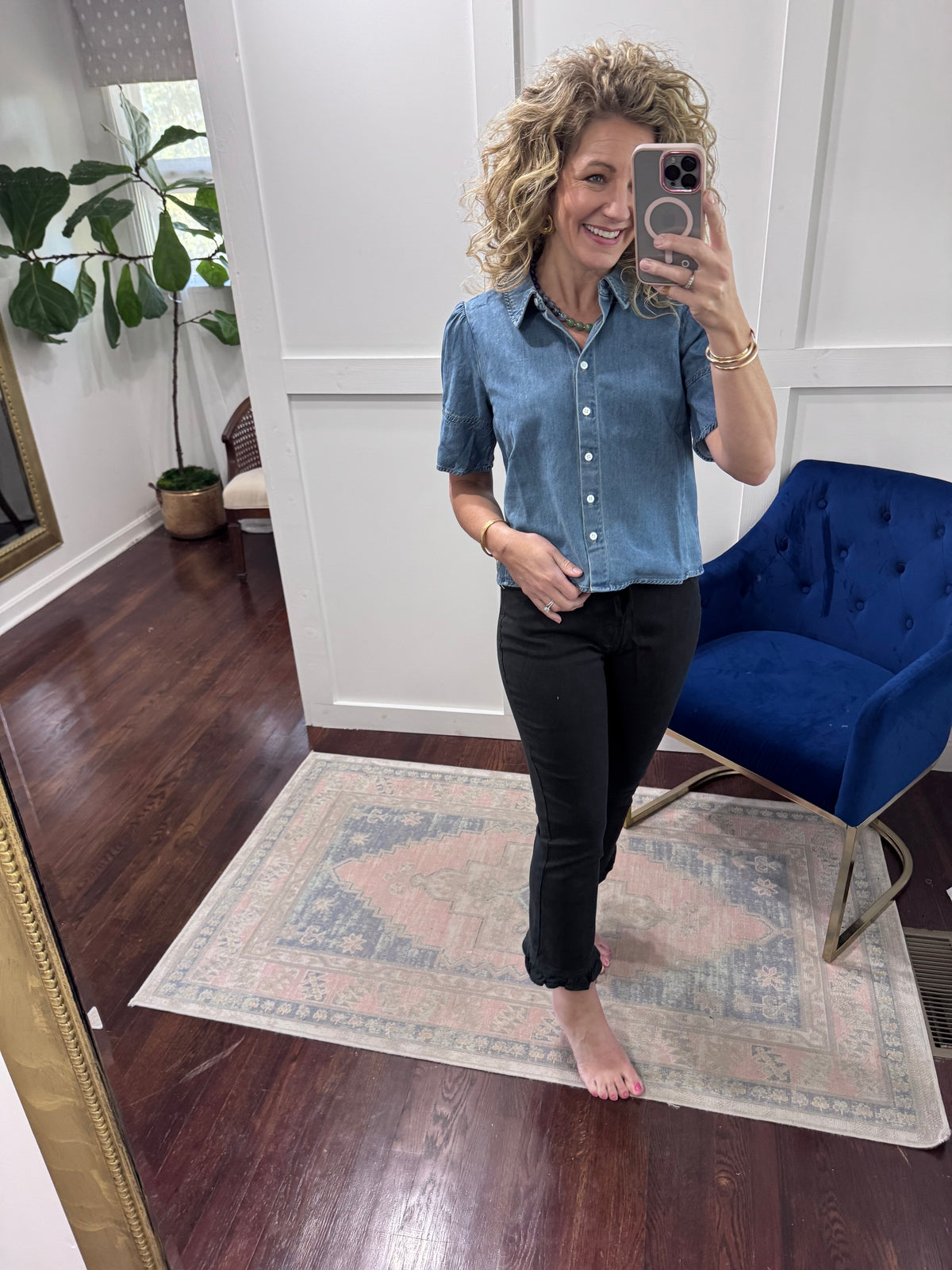 Irina osalina denim top