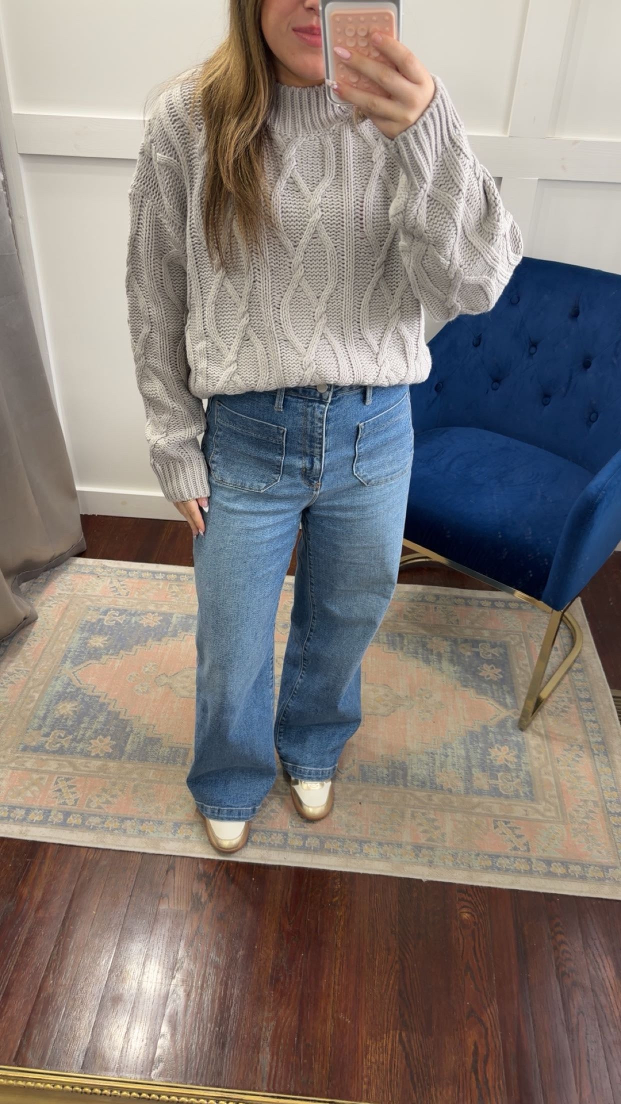 Grey cable knit sweater