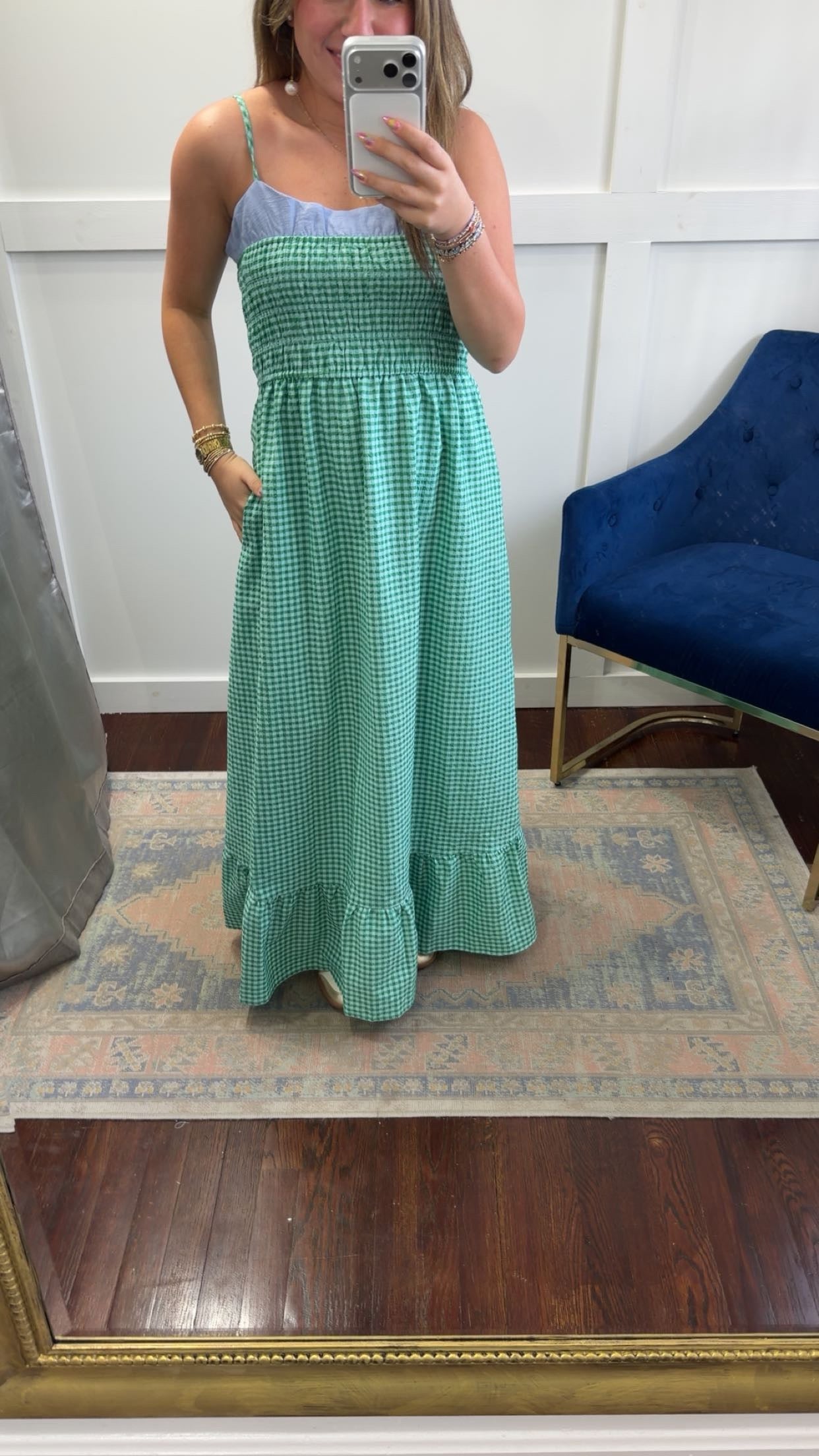 Green gingham maxi