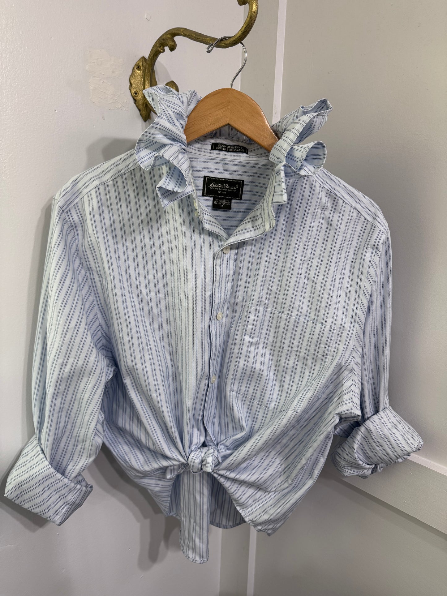 Ruffle repurposed buttondown striped