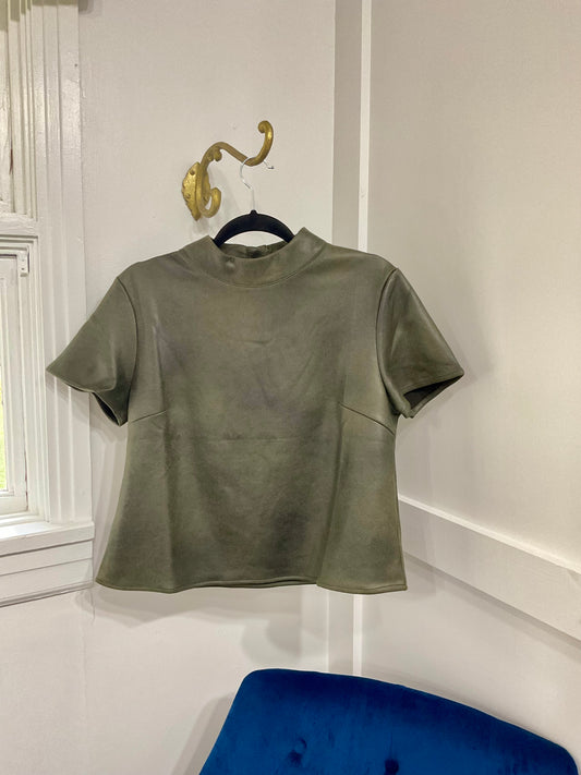 Claudia olive leather top