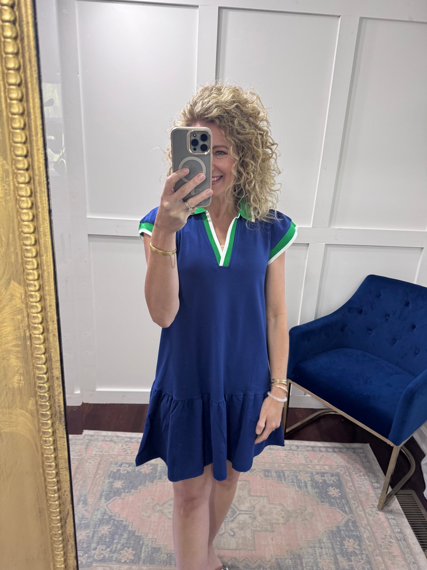 Carissa sporty navy green dress