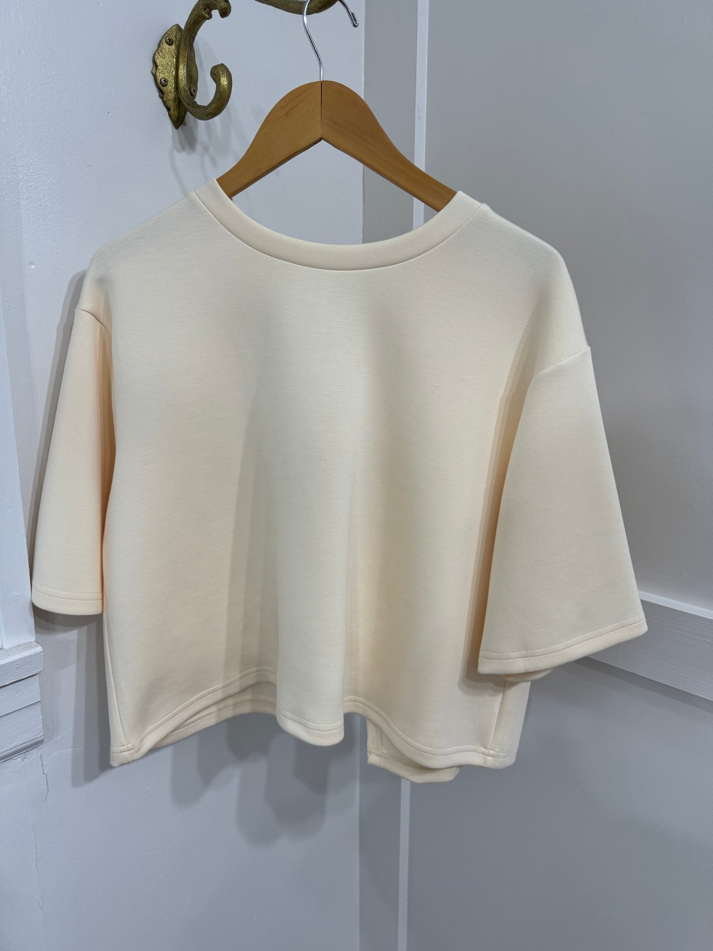 Ivory scuba modal split back top