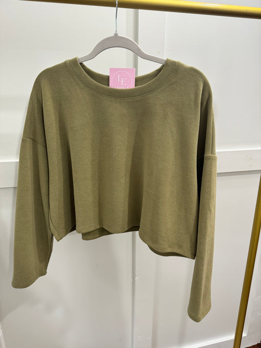 Dark sage cropped sweater top