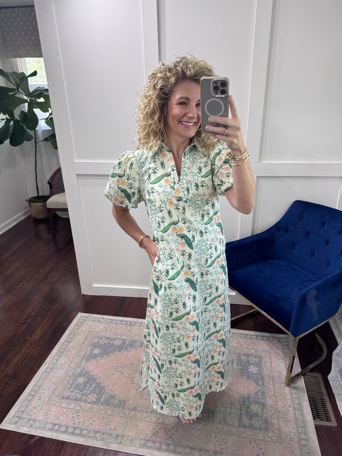 Cream peacock maxi