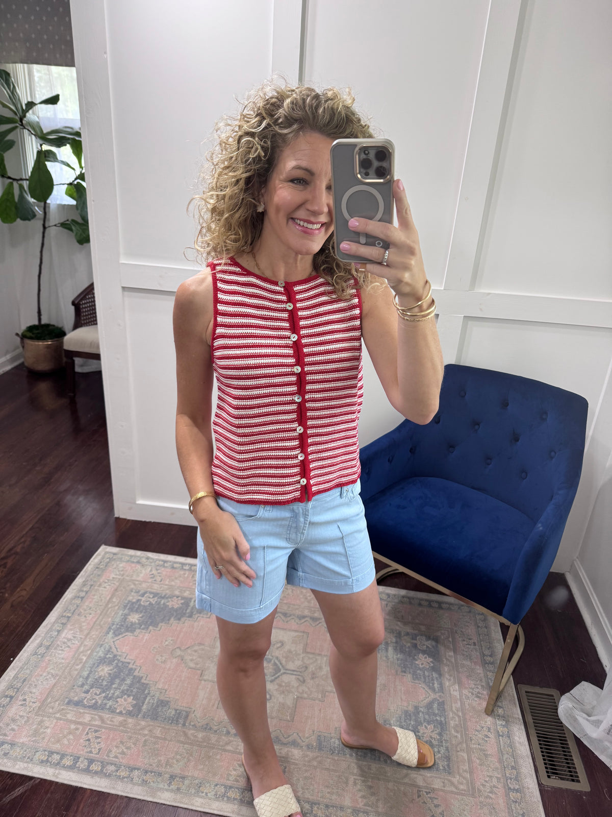 Red white striped sweater