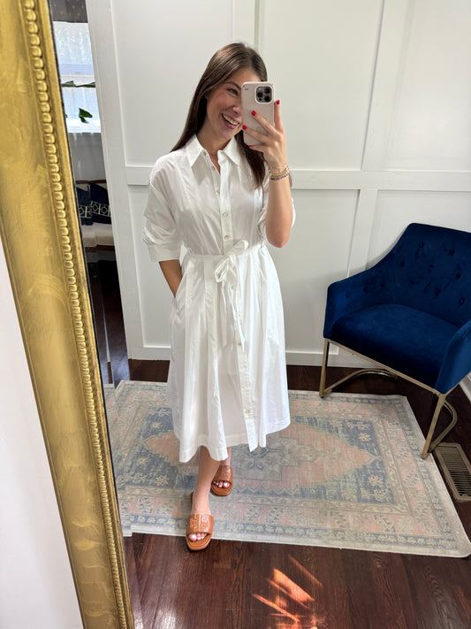 White cotton poplin midi