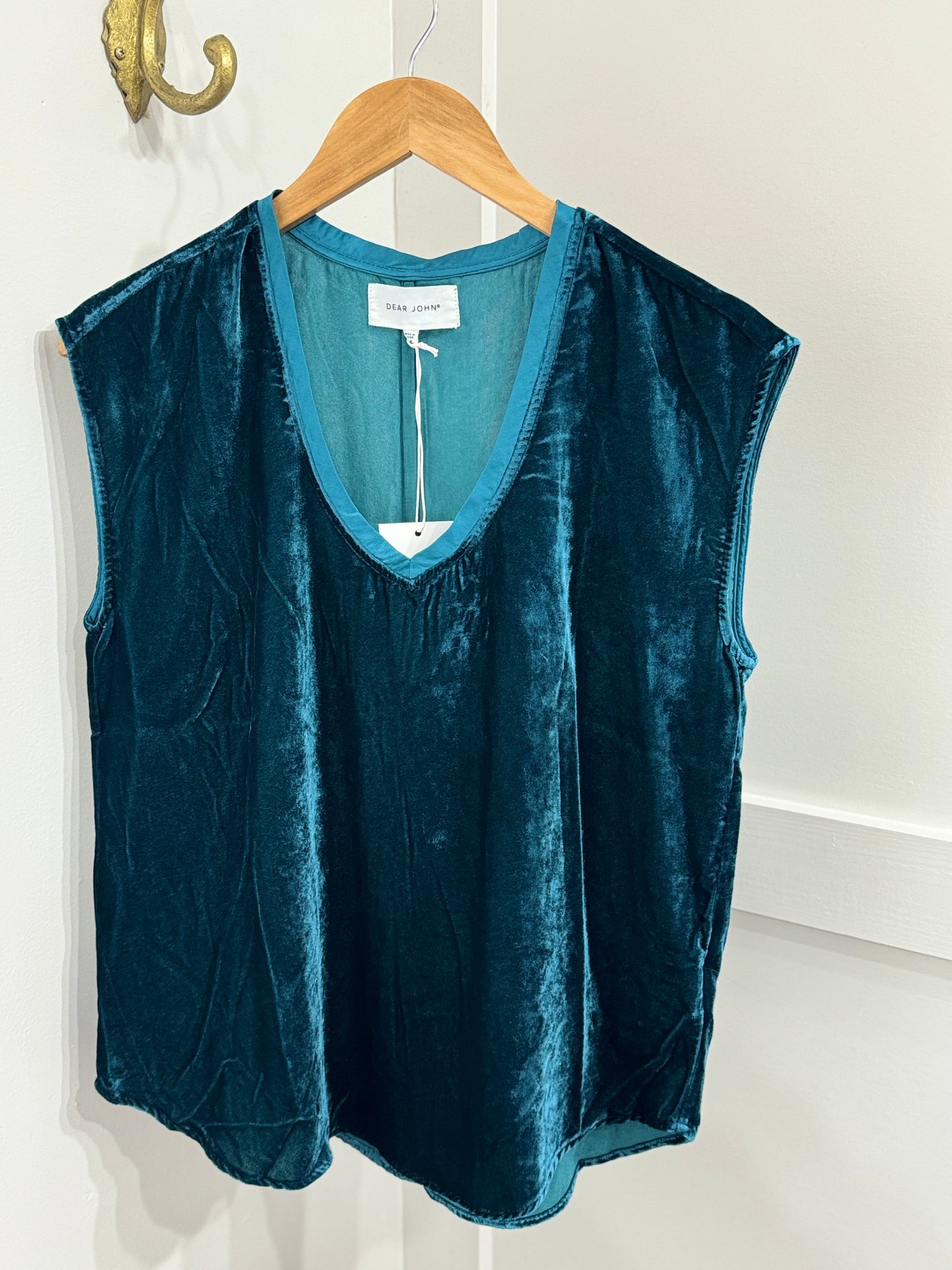 Yanis teal velvet top