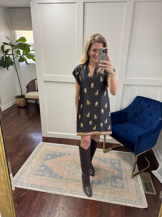 Black leopard dress