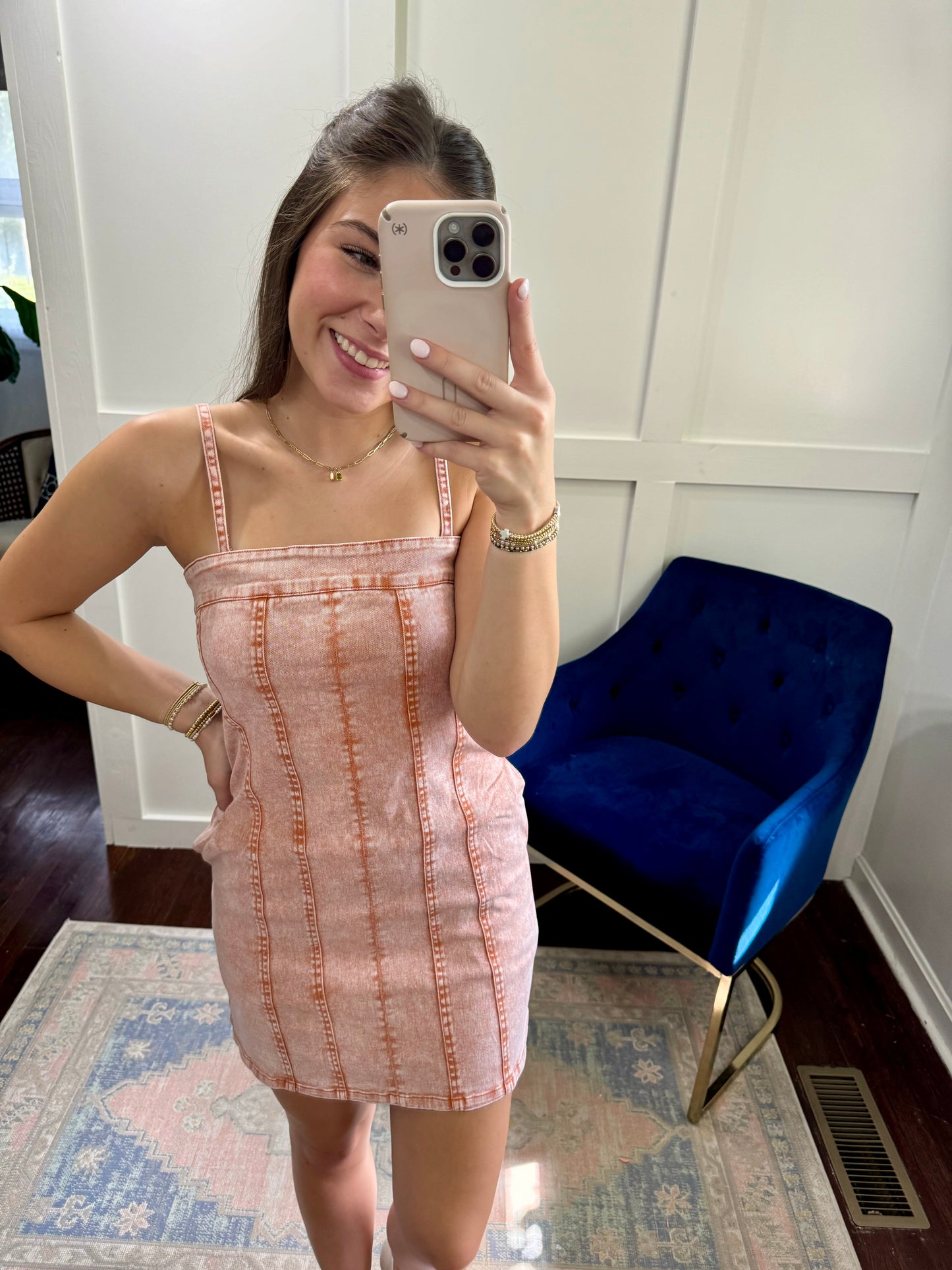 Colored denim washed dress