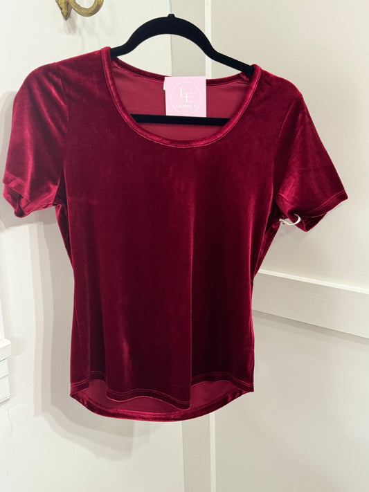 Aimee granada red velvet top