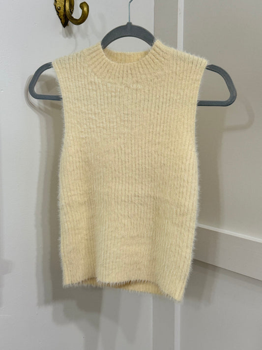 Tanna fuzzy ivory sweater tank