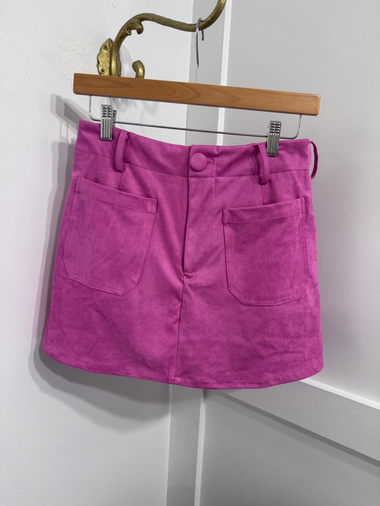 Pink suede skort