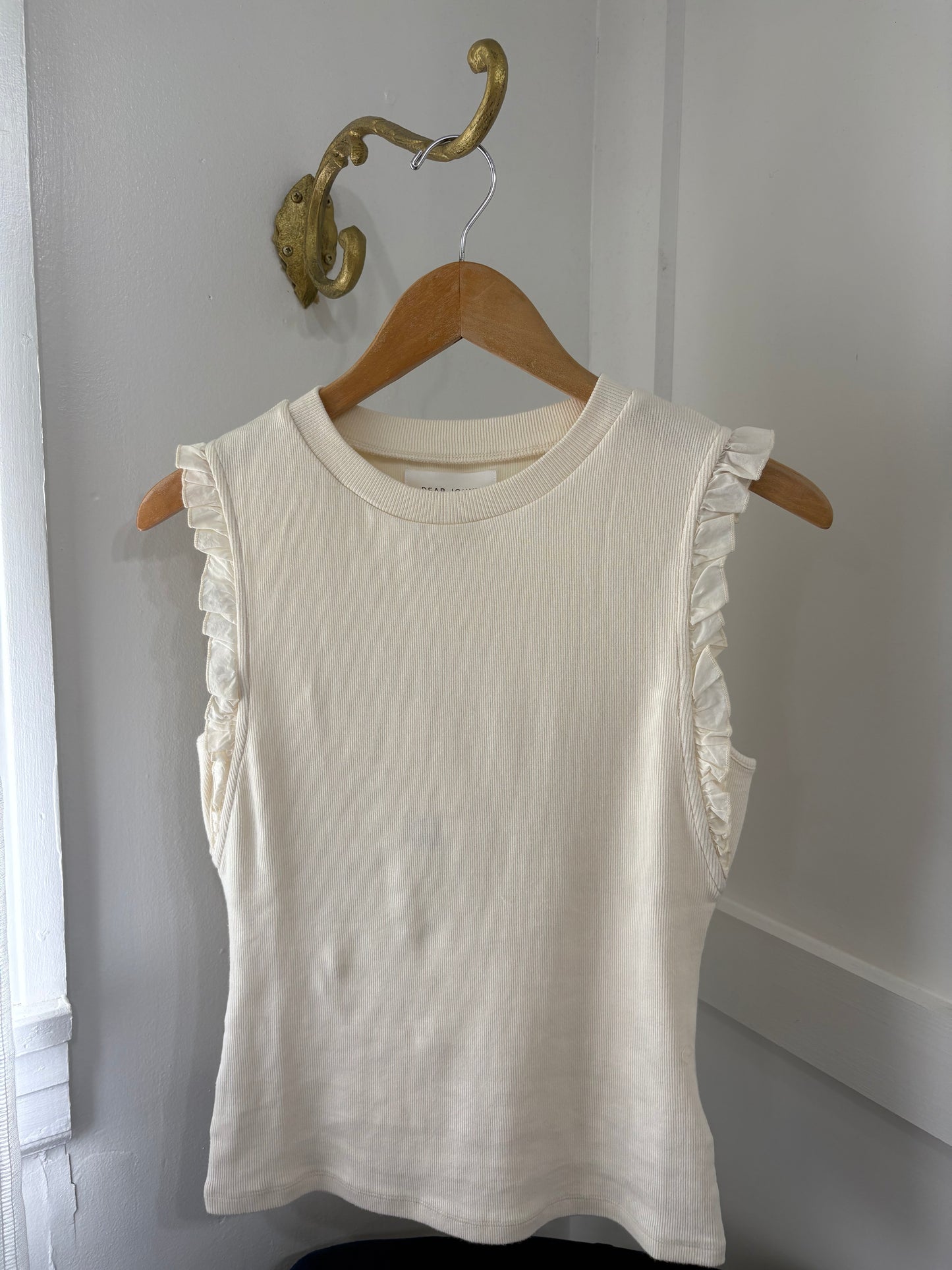 Bridget ribbed tank with ruffle trim
