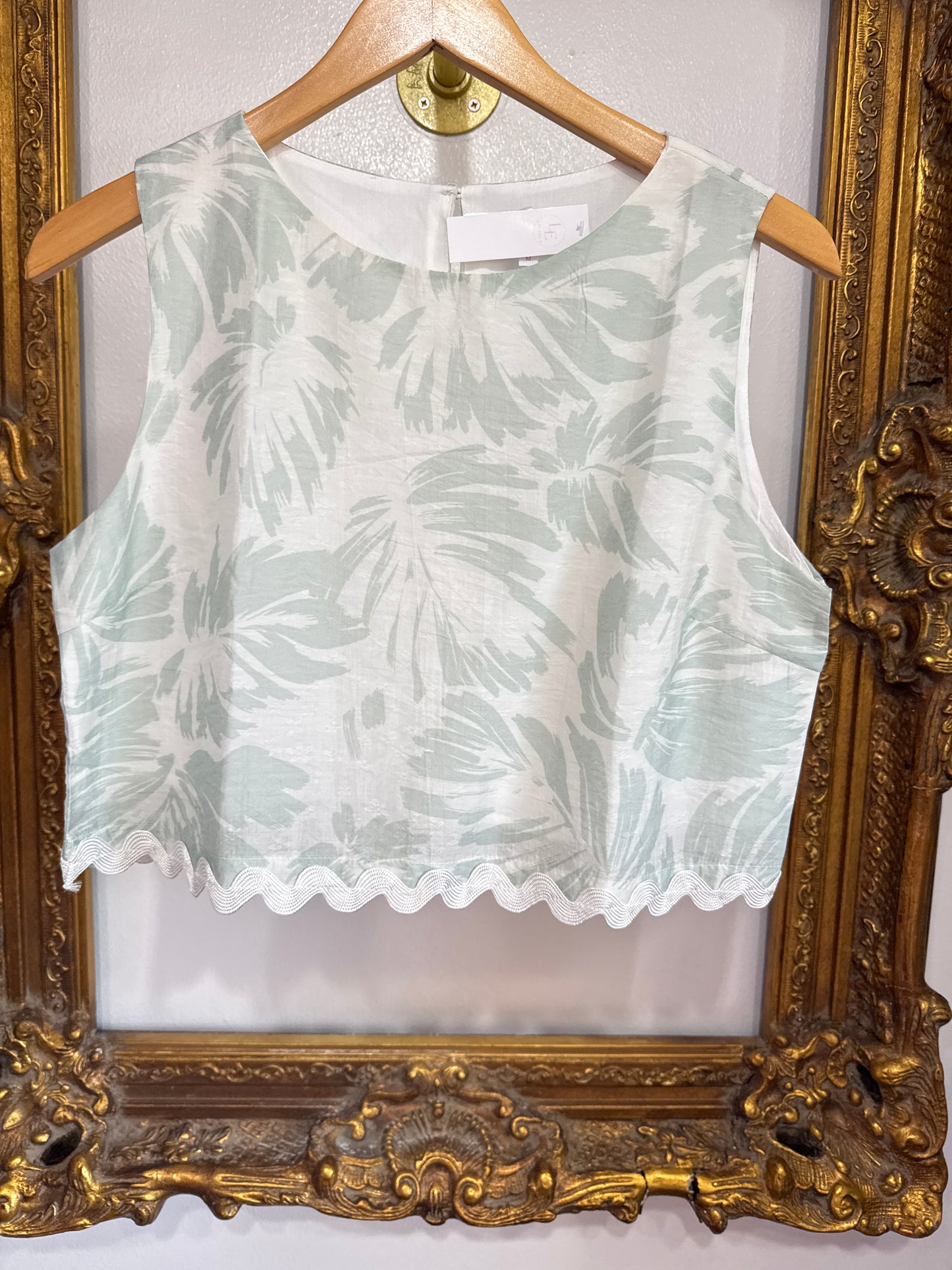 Mint tropical print top