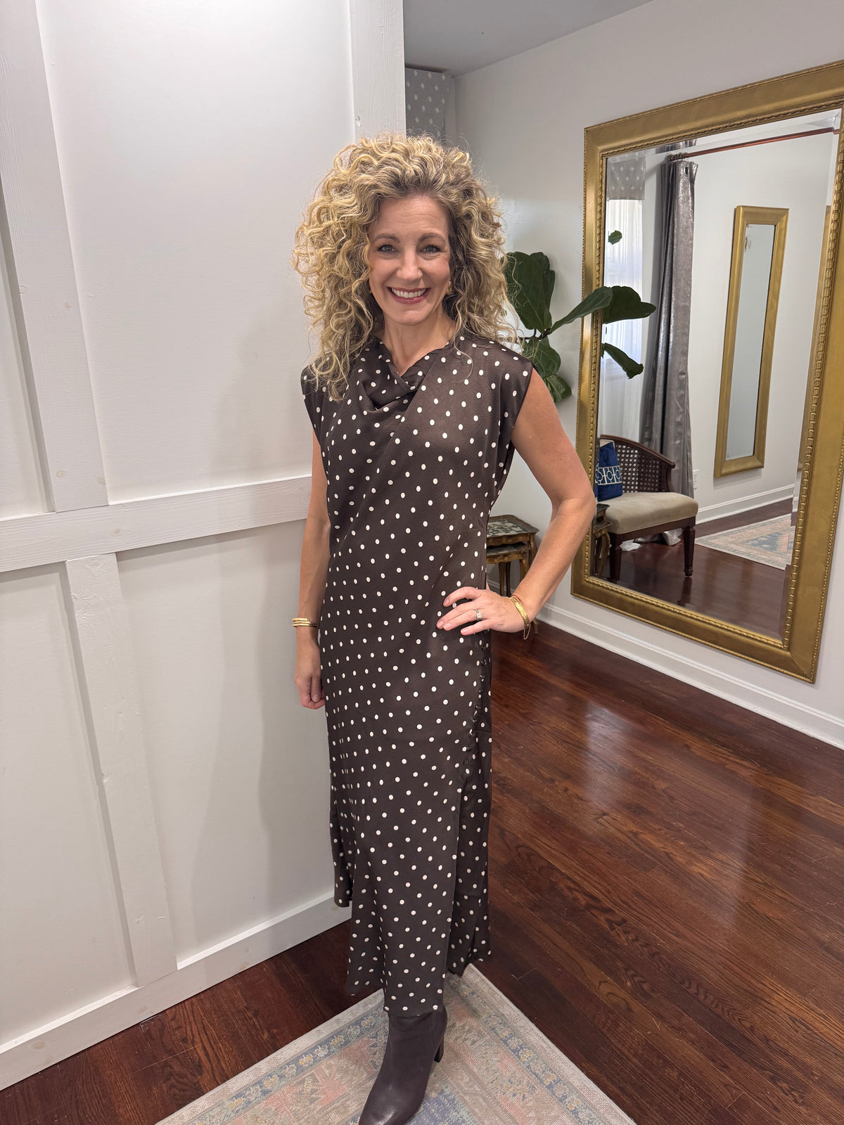 Chocolate polka dot dress