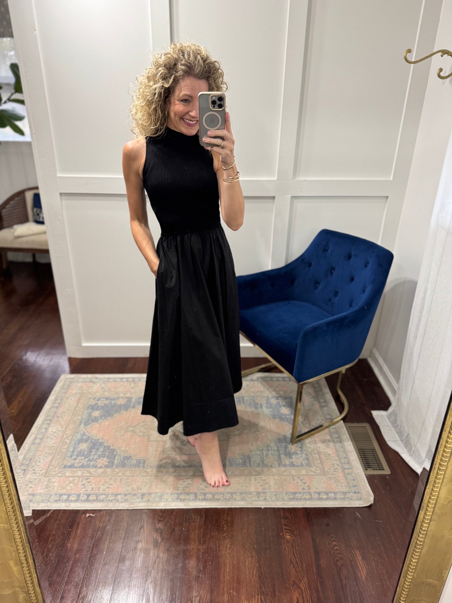 Black midi dress