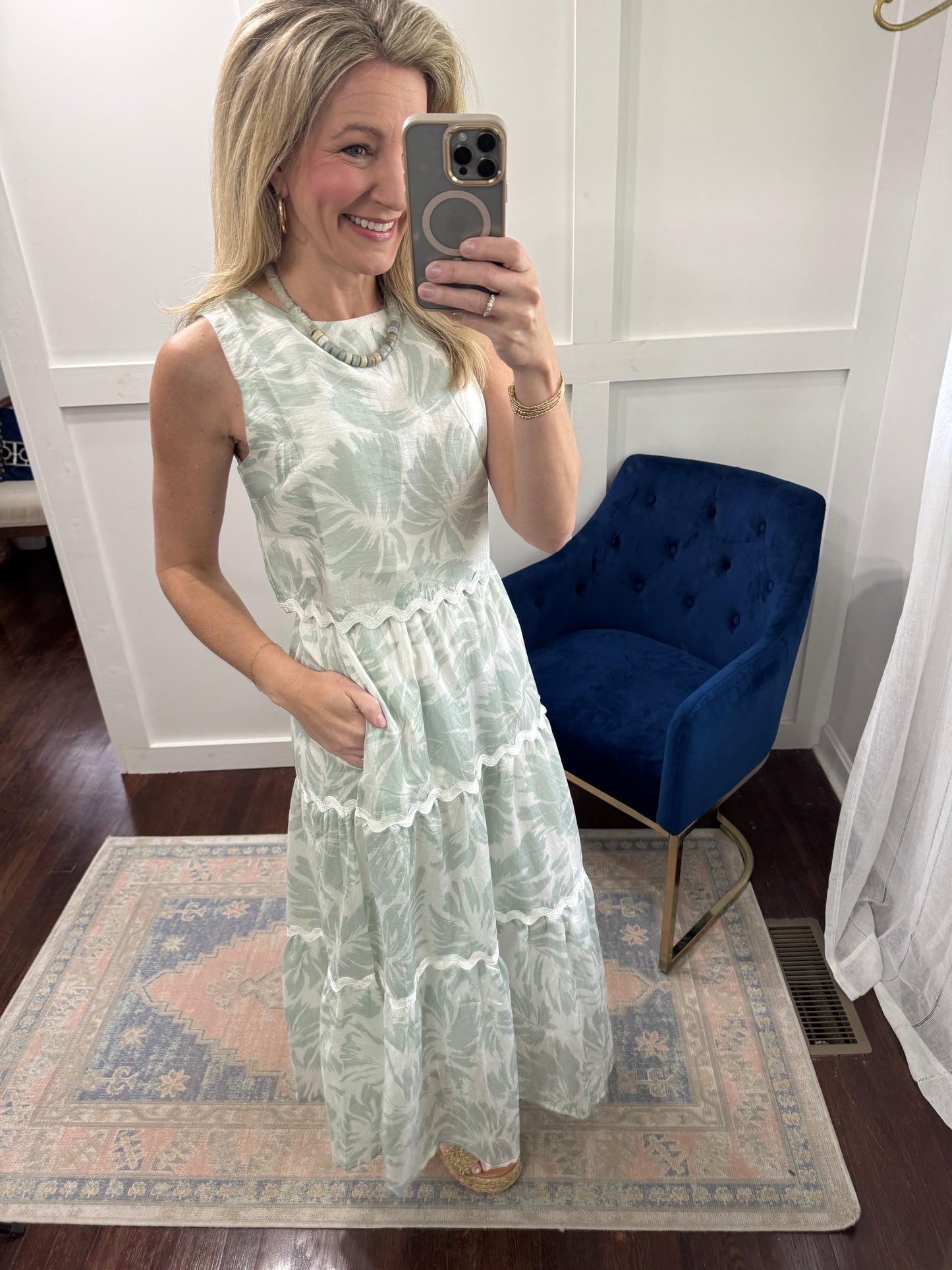 Mint tropical print top
