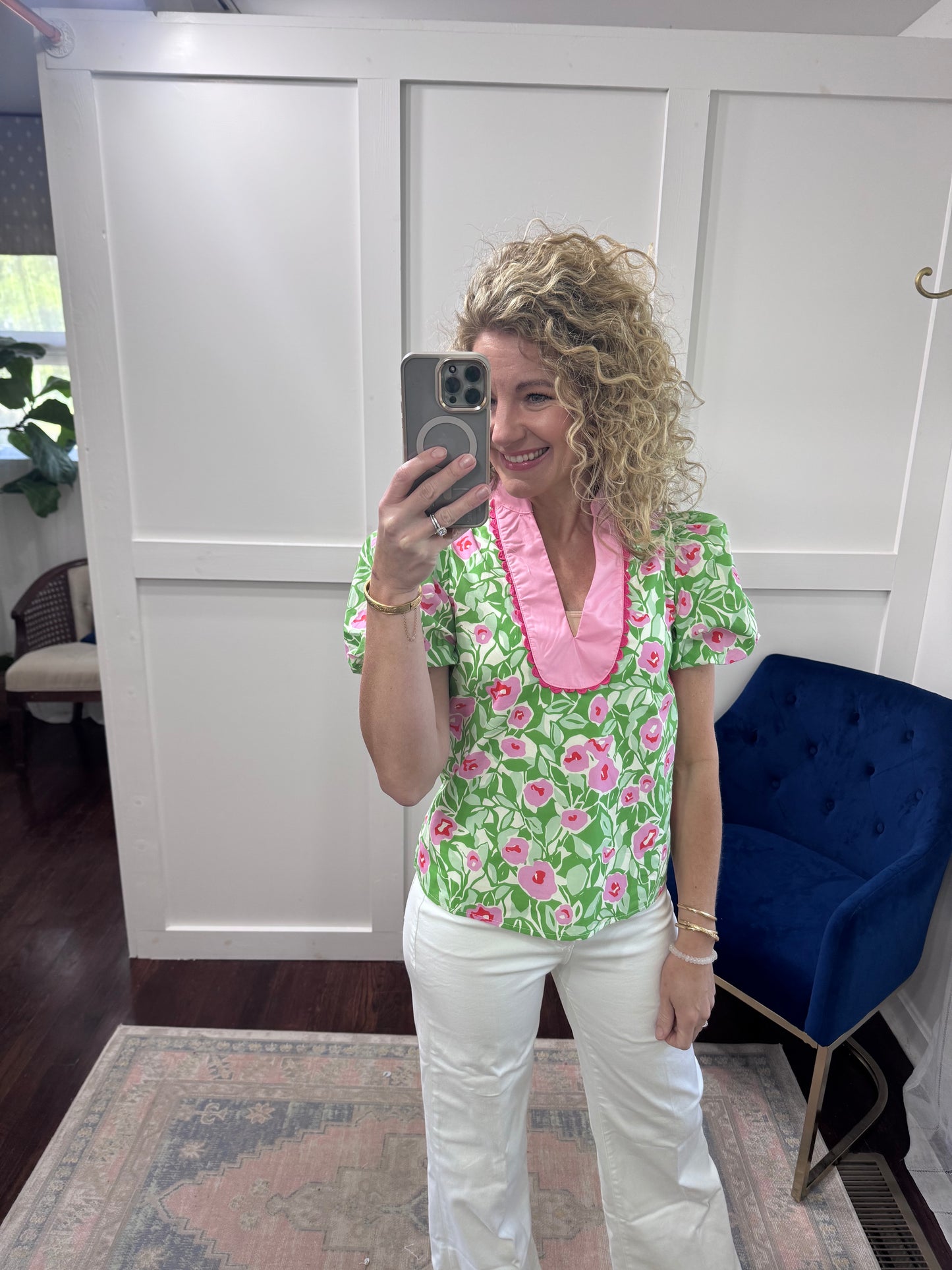 Pink peony top