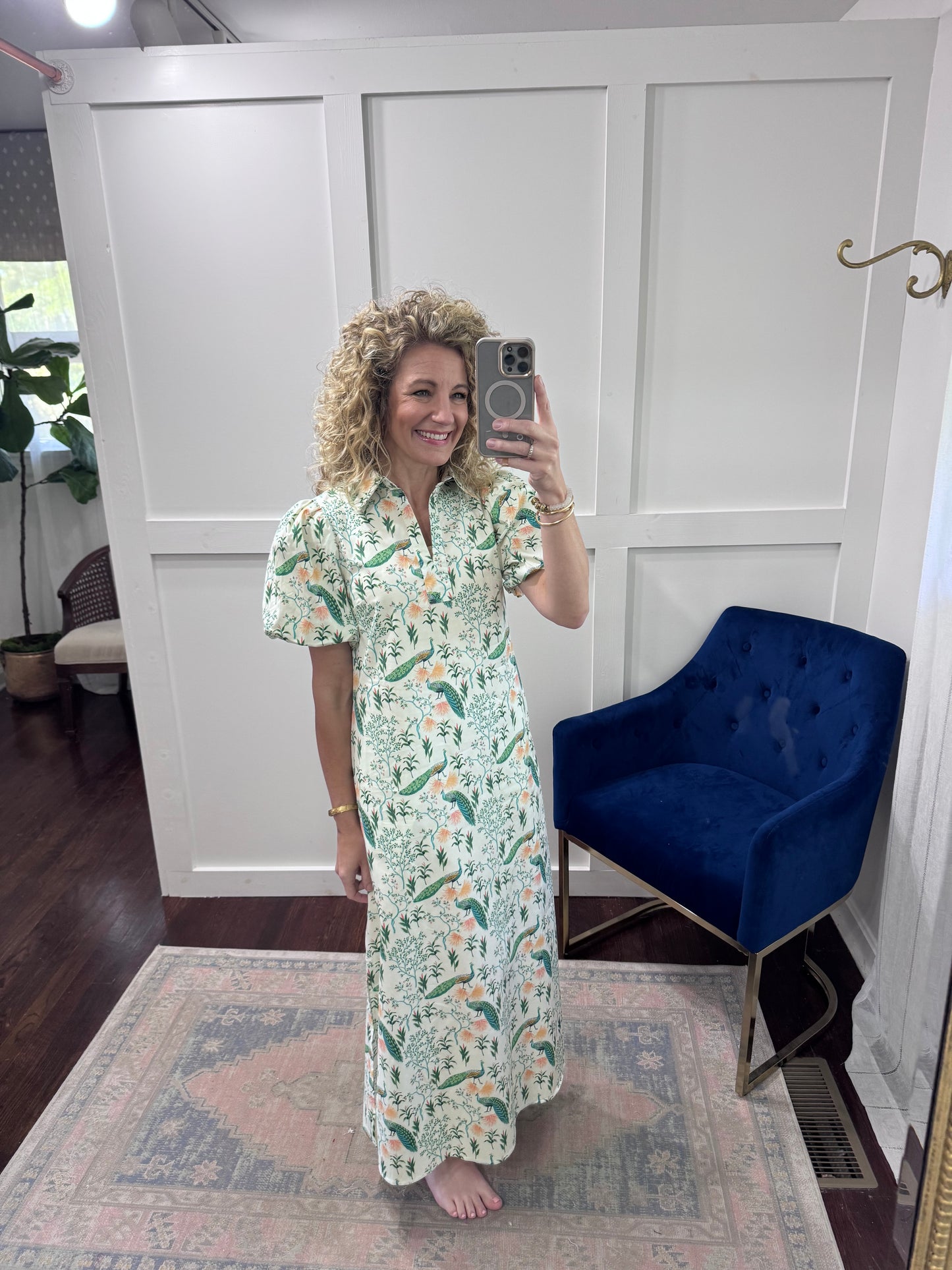 Cream peacock maxi