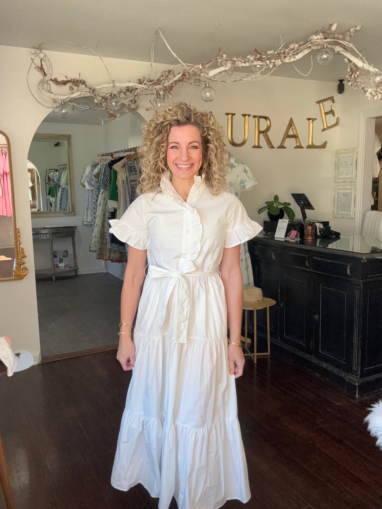 Lena White Poplin maxi