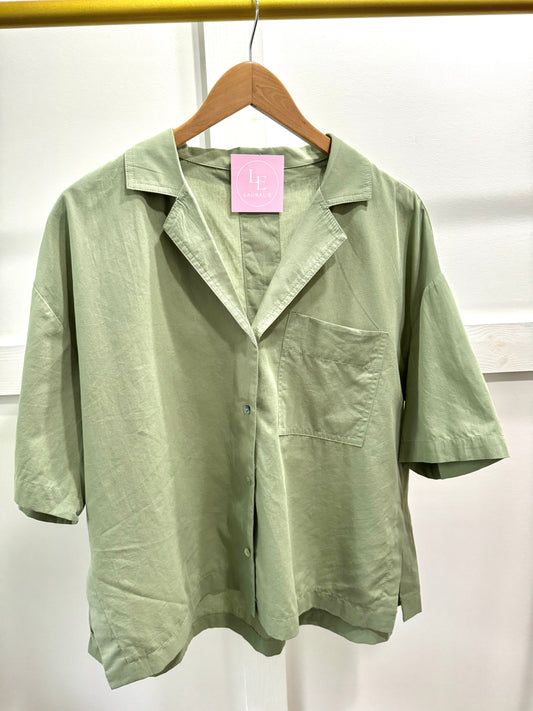 Olive button down blouse