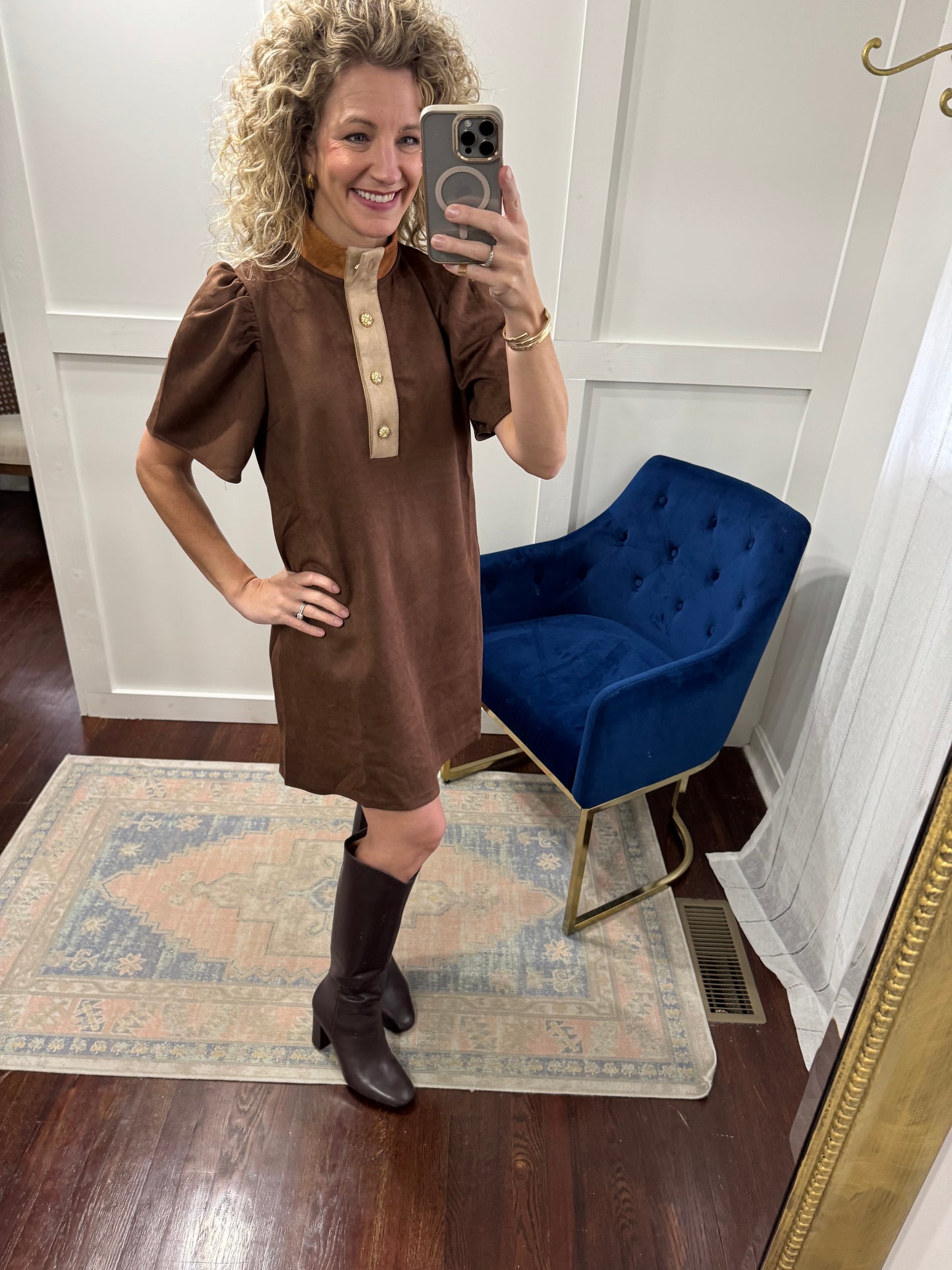 Brown shades suede dress