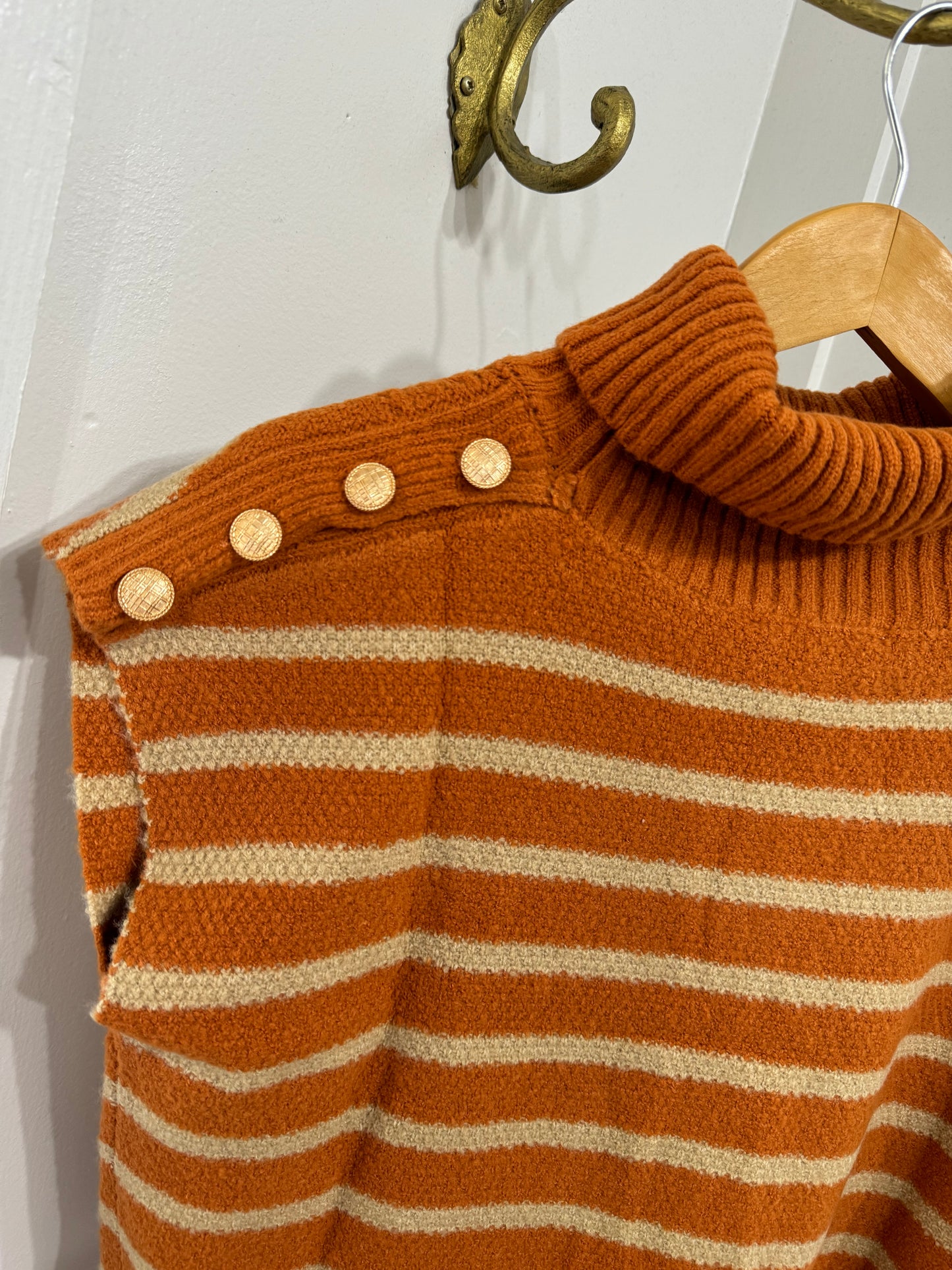 Rust and cream striped sweater vest