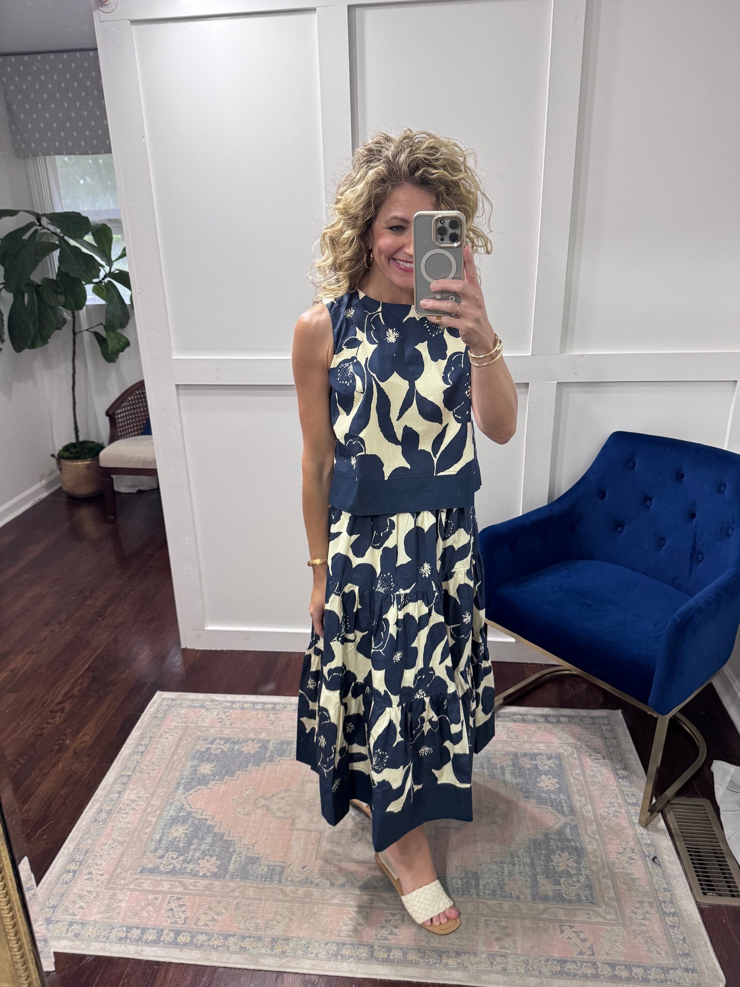 Navy floral top