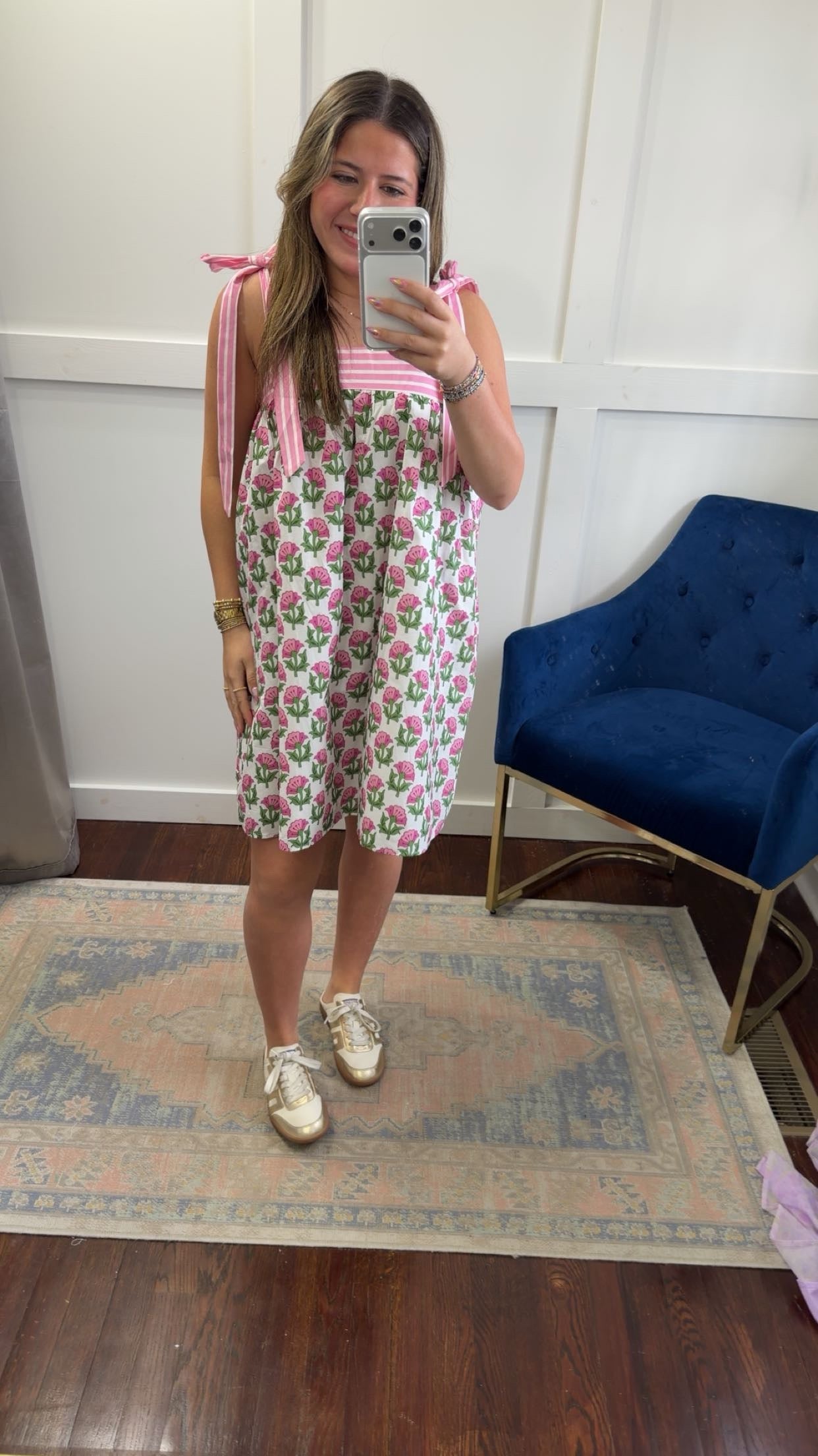 Pink stripe & flower dress
