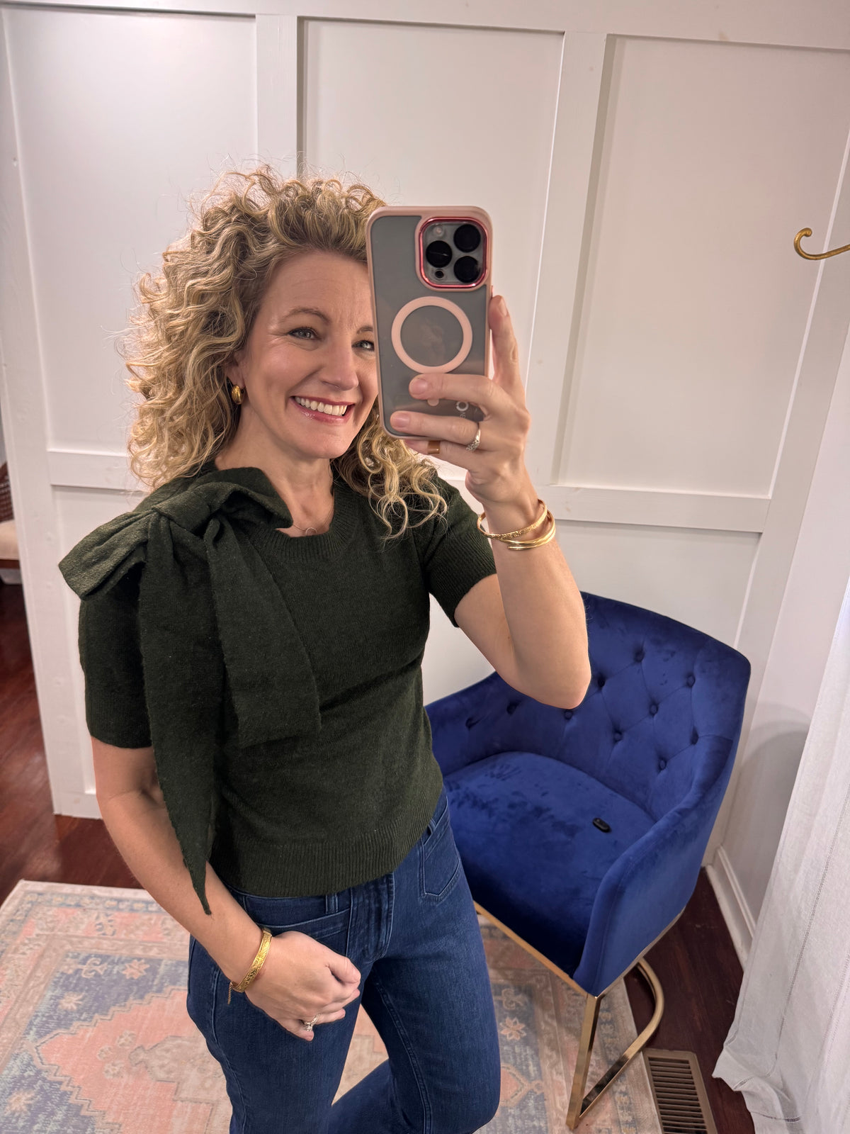 Aya olive bow sweater