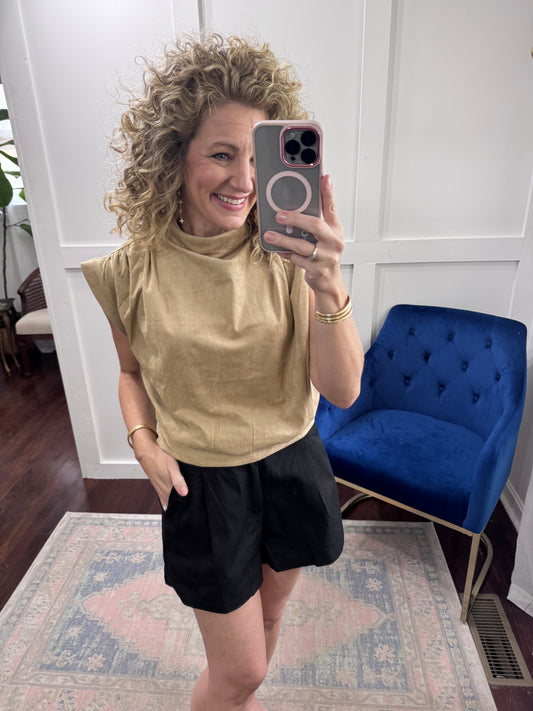 Taupe drapey blouse