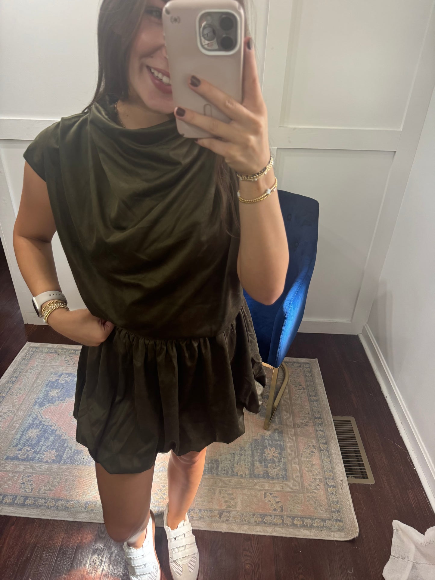 Olive cowl neck sleeveless top