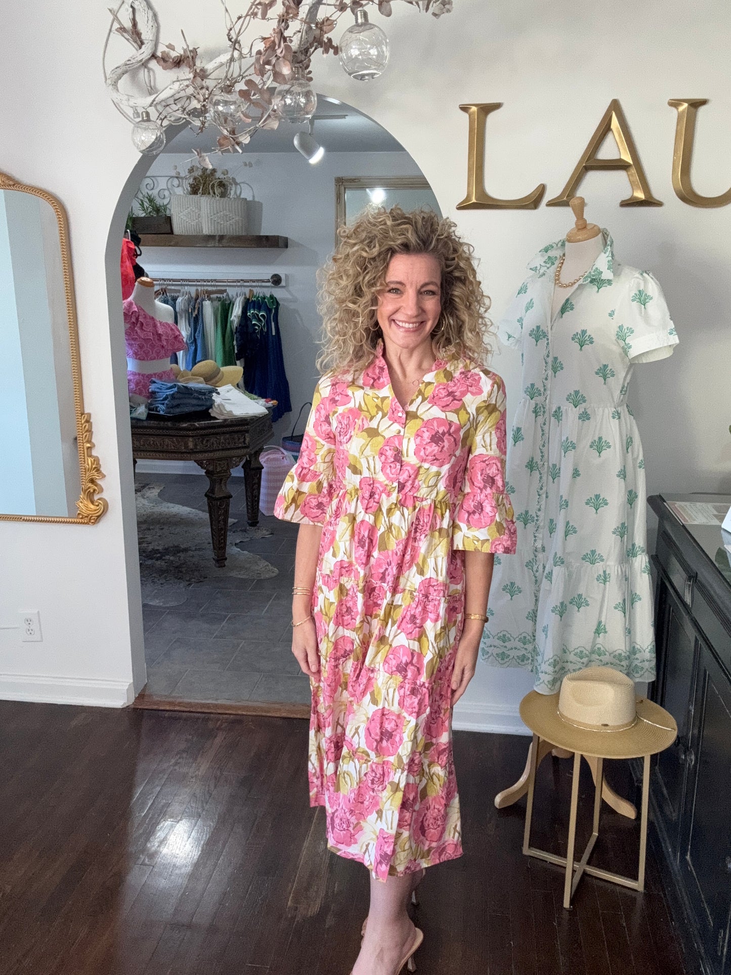 Plumeria floral poplin dress