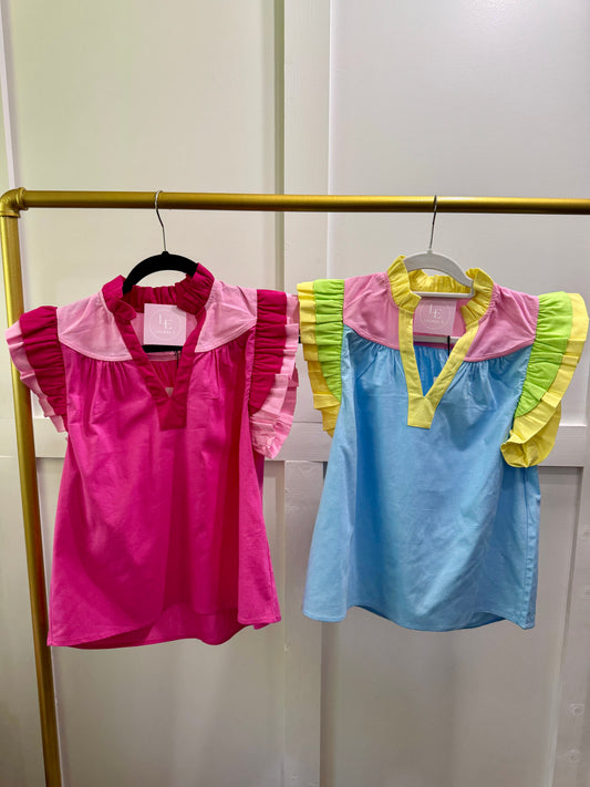 Pastel flutter sleeve top